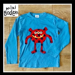 Mini Boden blue top long sleeve kids sz: 7-8